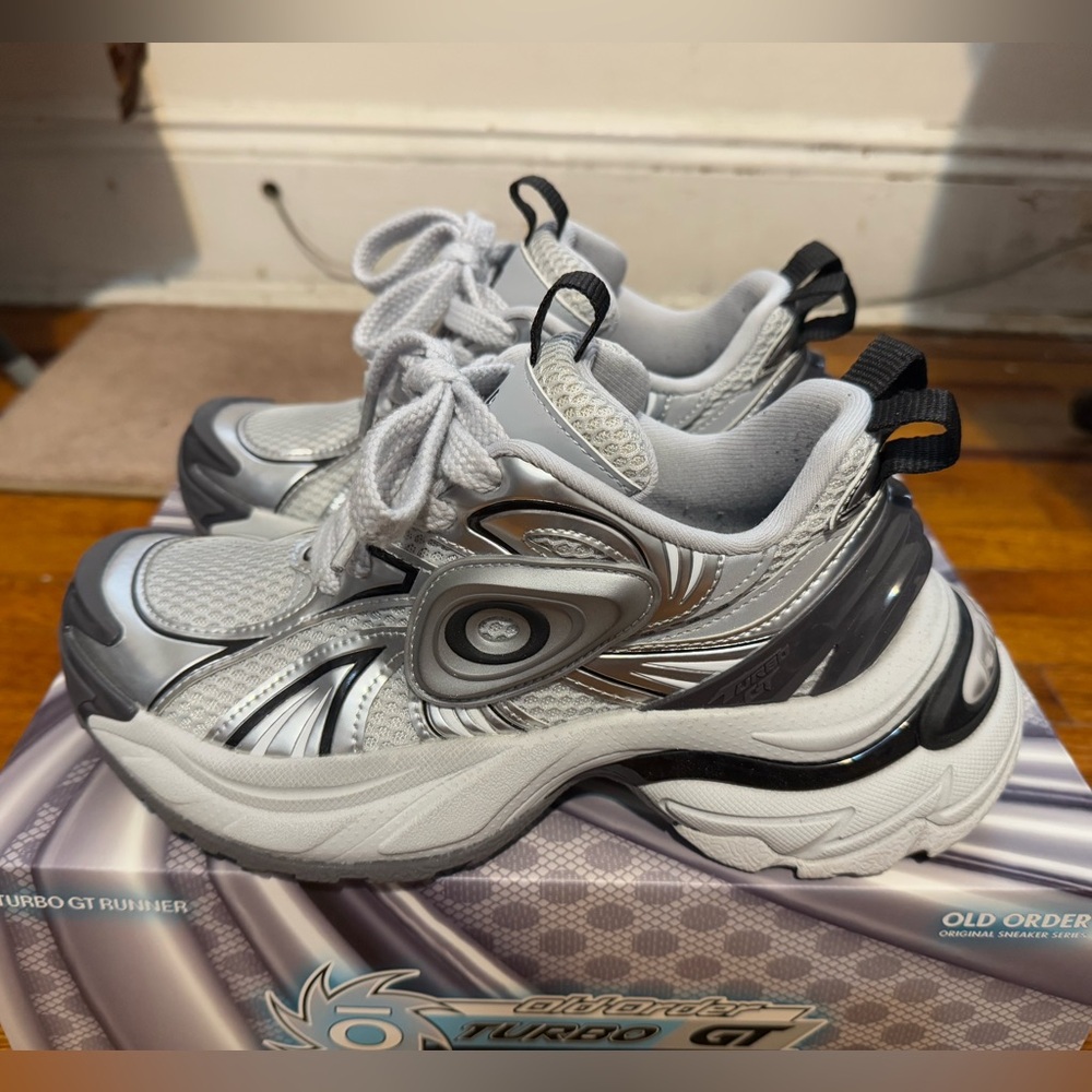 OLD ORDER Turbo GT Sneakers Running Shoes White Silver